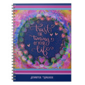 ピンクかわいらしの花ハートがタイミングを信頼 ノートブック (正面)