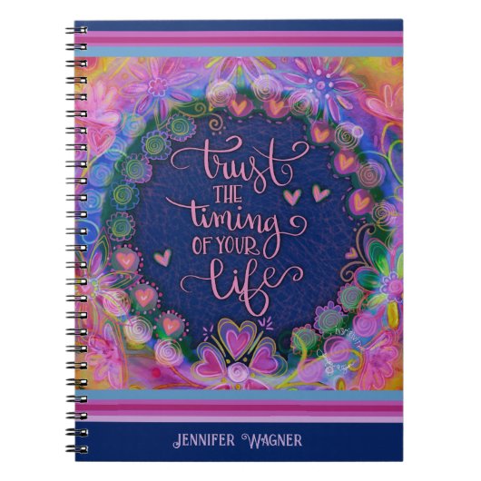 ピンクかわいらしの花ハートがタイミングを信頼 ノートブック (正面)