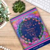 ピンクかわいらしの花ハートがタイミングを信頼 ノートブック