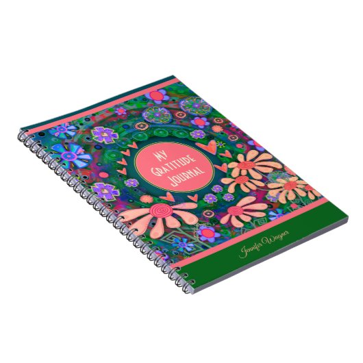 ピンクかわいらしの花ハート感謝ジャーナル ノートブック (右側)