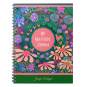 ピンクかわいらしの花ハート感謝ジャーナル ノートブック (正面)