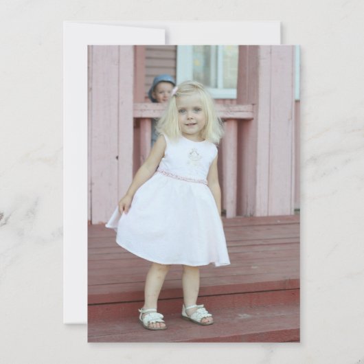 ピンクかわいらしの花バーンウッドフォトホース誕生日 招待状 (裏面)