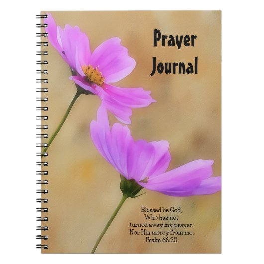 ピンクかわいらしの花フローラ祈りの言葉Journal Notebook ノートブック (正面)