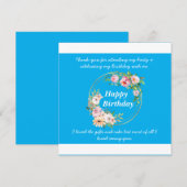 ピンクかわいらしの花リースフラットサンキューカード サンキューカード (正面/裏面)