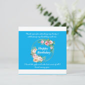 ピンクかわいらしの花リースフラットサンキューカード サンキューカード (スタンド正面)