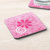 ピンクかわいらしの花可愛いレトロデイジー柄 コースター (左側)