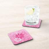 ピンクかわいらしの花可愛いレトロデイジー柄 コースター (右側)