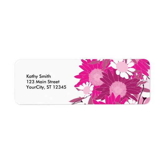 ピンクかわいらしの花柄のカスタム住所 シール (正面)