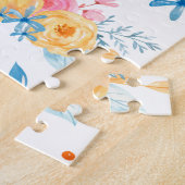 ピンクかわいらしの花柄モノグラムの ジグソーパズル (側面)