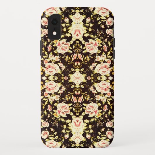 ピンクかわいらしの花柄、黄色 Case-Mate iPhoneケース (裏面)