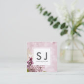 ピンクかわいらしの花植物造園デザイナー スクエア名刺 (スタンド正面)