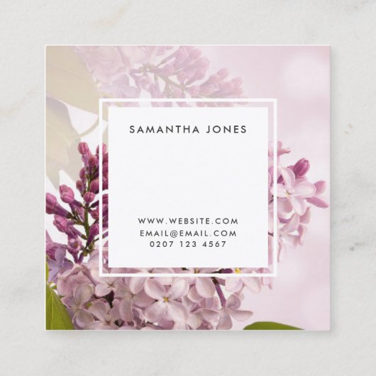 ピンクかわいらしの花植物造園デザイナー スクエア名刺 (裏面)