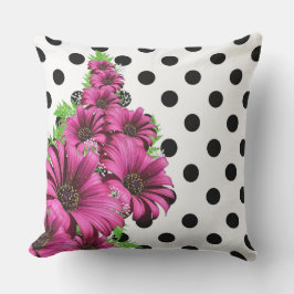 ピンクかわいらしの花水玉模様 クッション