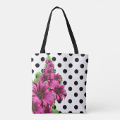 ピンクかわいらしの花水玉模様 トートバッグ (裏面)