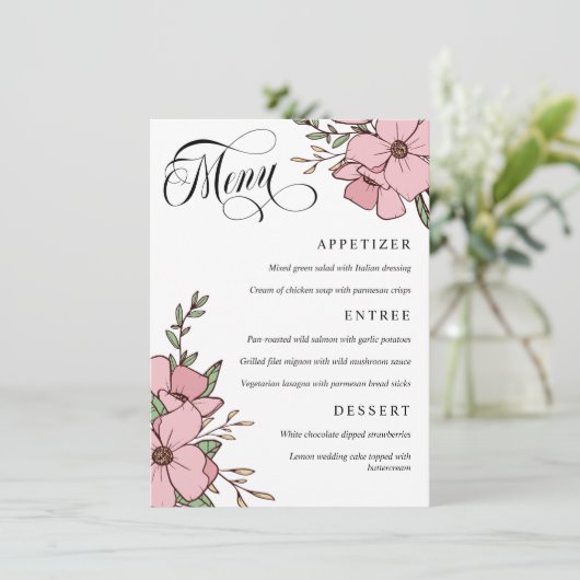 ピンクかわいらしの花渦巻形のはScript結婚's メニュー (スタンド正面)