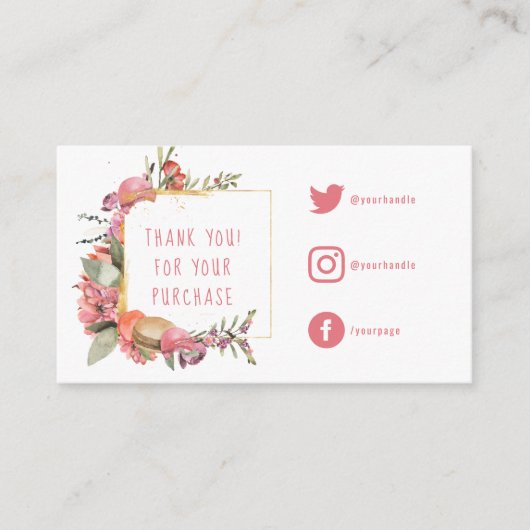 ピンクかわいらしの花社会的リンク挿入カード。 エンクロージャーカード (正面)