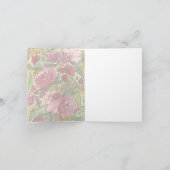 ピンクかわいらしの花空白のノートカード カード (内部)