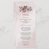 ピンクかわいらしの花結婚植物用メニュー メニュー (正面/裏面)