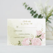 ピンクかわいらしの花葉緑植物学RSVP ca 出欠カード (スタンド正面)