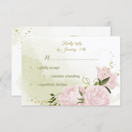 ピンクかわいらしの花葉緑植物学RSVP ca 出欠カード