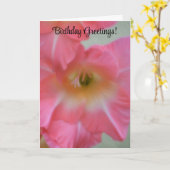 ピンクかわいらしの花誕生日カード カード (黄色い花)
