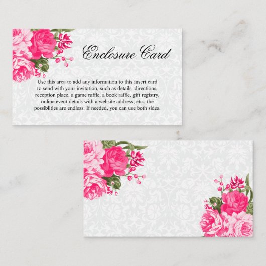 ピンクかわいらしの花 エンクロージャーカード (正面/裏面)