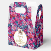 ピンクかわいらしの花，カスタムハッピーバースデー フェイバーボックス (オープン)