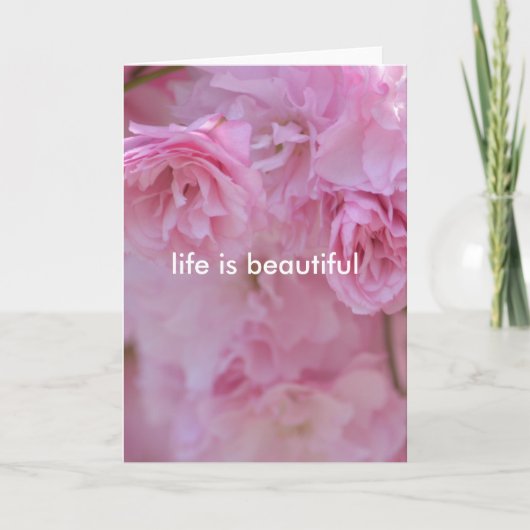 ピンクかわいらしの花 カード (正面)