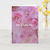 ピンクかわいらしの花 カード (黄色い花)