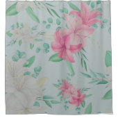 ピンクかわいらしの花 シャワーカーテン (正面)