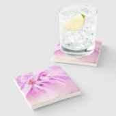 ピンクかわいらしの花 ストーンコースター (横)