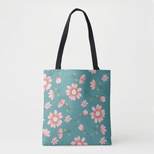 ピンクかわいらしの花 トートバッグ (正面)