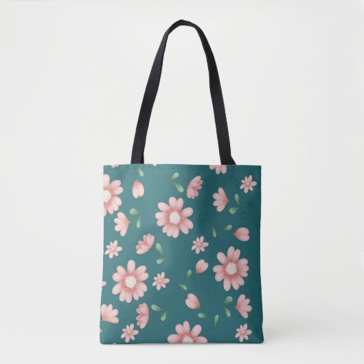 ピンクかわいらしの花 トートバッグ (正面)