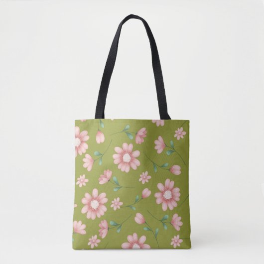 ピンクかわいらしの花 トートバッグ (正面)