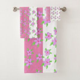 ピンクかわいらしの花 バスタオルセット