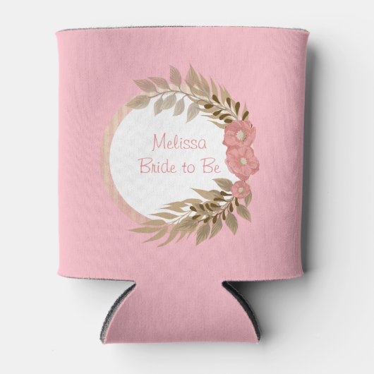 ピンクかわいらしの花 缶クーラー (正面)