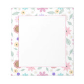 ピンクかわいらしの花Groovyレトロデザイン ノートパッド (正面)