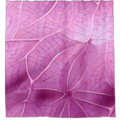 ピンクかわいらしの葉パターン シャワーカーテン (正面)