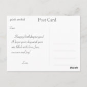 ピンクかわいらしの蘭の花ハッピーバースデー ポストカード (裏面)