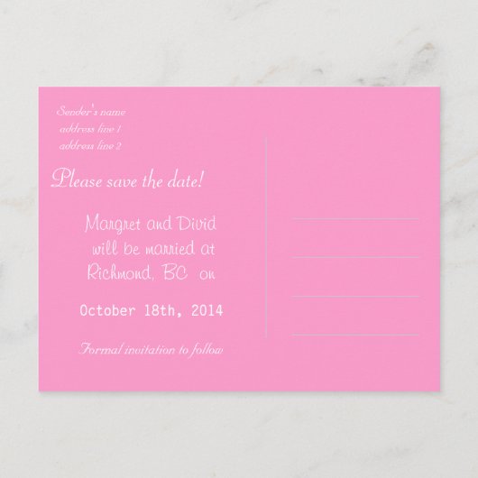 ピンクかわいらしの蘭の花ピンクの日付を保存 案内ポストカード (裏面)