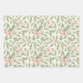 ピンクかわいらしの蝶と緑の葉 ラッピングペーパーシート (正面3)