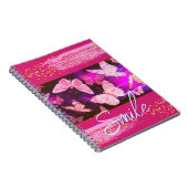 ピンクかわいらしの蝶ドット抽象芸術 ノートブック (右側)