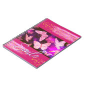 ピンクかわいらしの蝶ドット抽象芸術 ノートブック (左側)