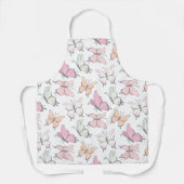 ピンクかわいらしの蝶パターン エプロン (正面)