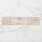 ピンクかわいらしの蝶パーティー水瓶ラベル ペットボトルラベル (シングルラベル)