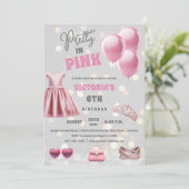 ピンクかわいらしの誕生日パーティーで 招待状 (スタンド正面)