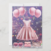 ピンクかわいらしの誕生日パーティーで 招待状 (裏面)