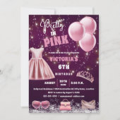 ピンクかわいらしの誕生日パーティーで 招待状 (正面)