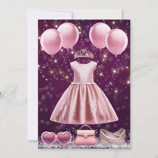 ピンクかわいらしの誕生日パーティーで 招待状 (裏面)