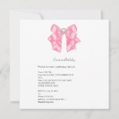 ピンクかわいらしの誕生日パーティーホワイト水玉模様 招待状 (裏面)